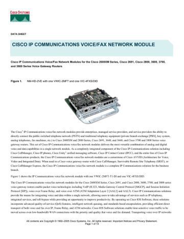 Cisco Two-slot IP Communications Voice/Fax Network Module Data Sheet | Manualzz