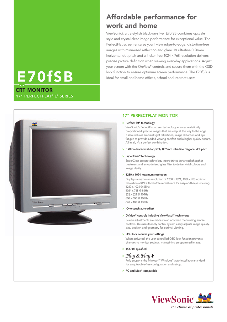 Viewsonic E70fsb 5e Datasheet Manualzz