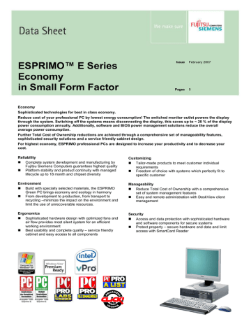 Fujitsu ESPRIMO E5710 Datasheet | Manualzz