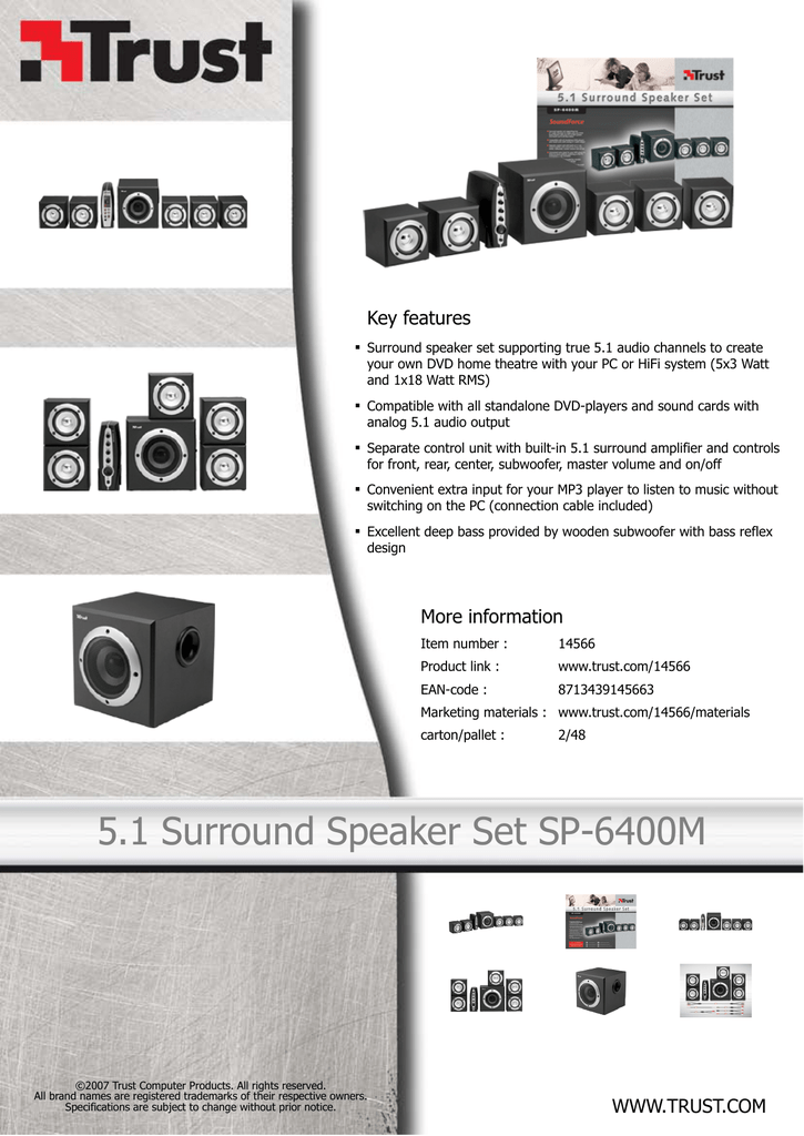 trust 5.1 surround speaker set
