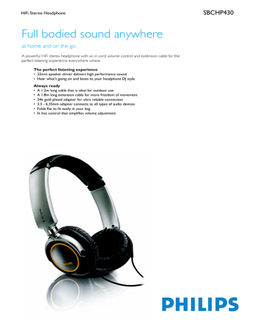 Philips HiFi Stereo Headphone Datasheet | Manualzz