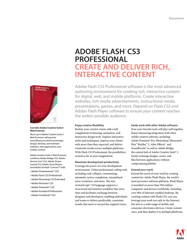 Adobe Flash CS3 Professional. CD Set (EN) Mac Datasheet | Manualzz
