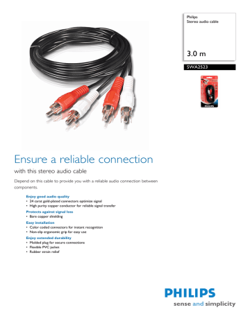 Philips SWA2523 3.0 m Stereo audio cable Datasheet | Manualzz