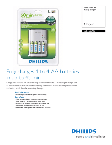 Philips MultiLife Battery charger SCB5655NB Datasheet | Manualzz