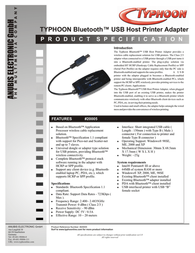bluetooth connector for printer