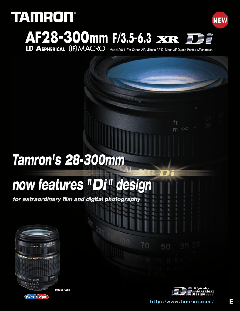Tamron AF 28-300mm f3.5-6.3 XR Di LD Aspherical (IF) Macro (Nikon)  Datasheet | Manualzz