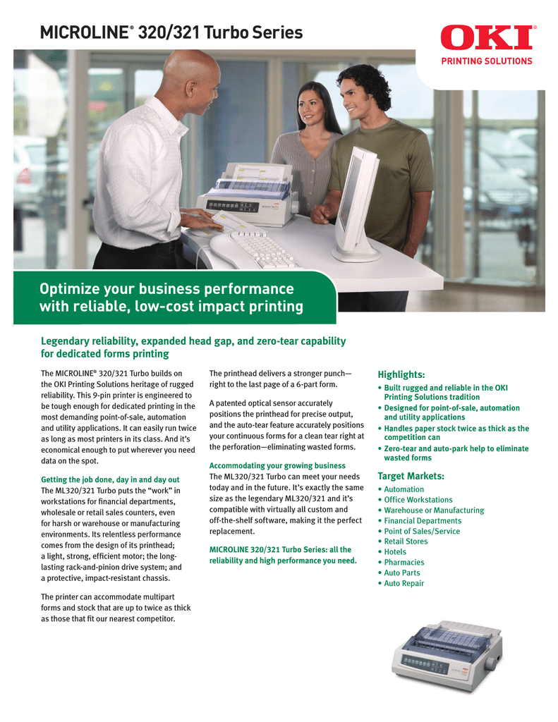 okidata microline 320 turbo 9-pin impact printer service