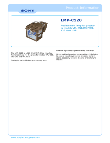 Sony LMP-C120 Datasheet | Manualzz