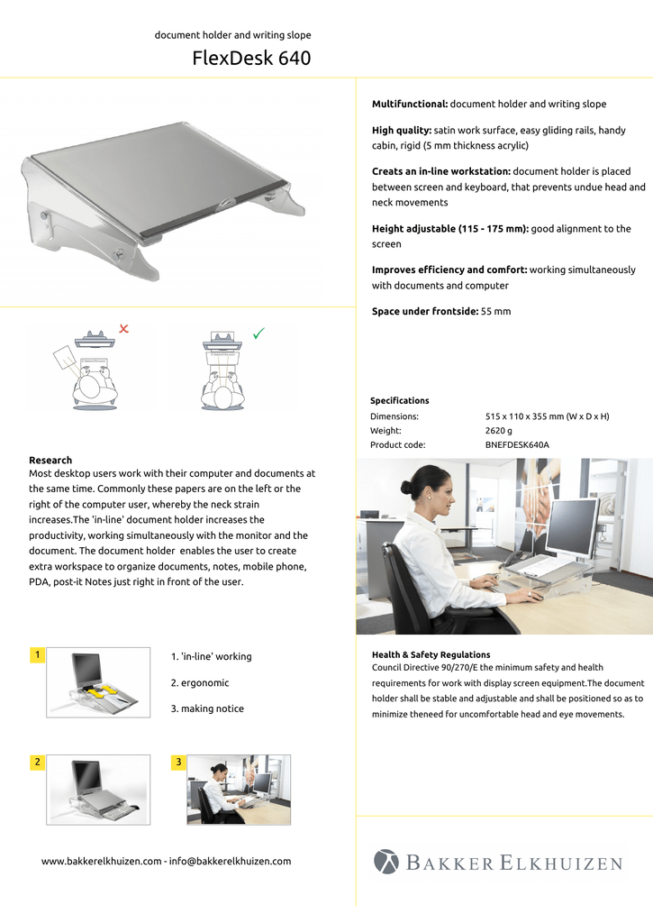 Bakker Elkhuizen FlexDesk 640 Document Holder