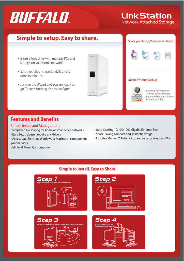 gentage Krydderi køn Buffalo LinkStation 500GB Datasheet | Manualzz