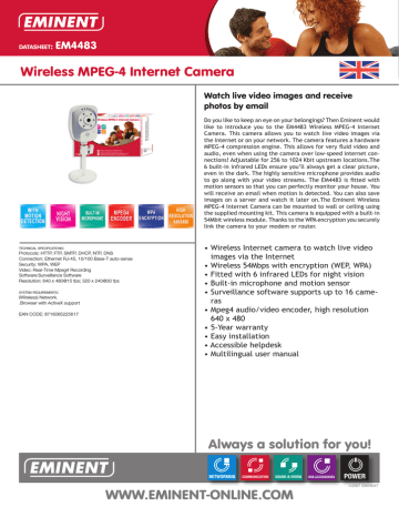 Eminent Wireless MPEG-4 Internet Camera Datasheet | Manualzz