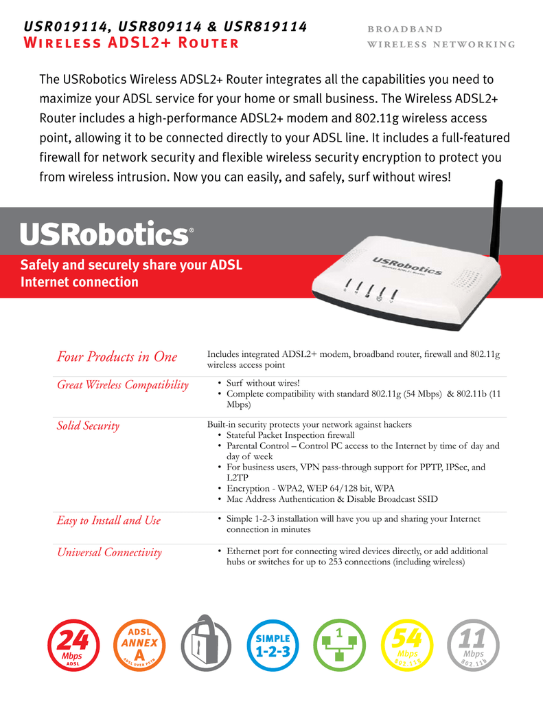 Us Robotics Usr Router Datasheet Manualzz