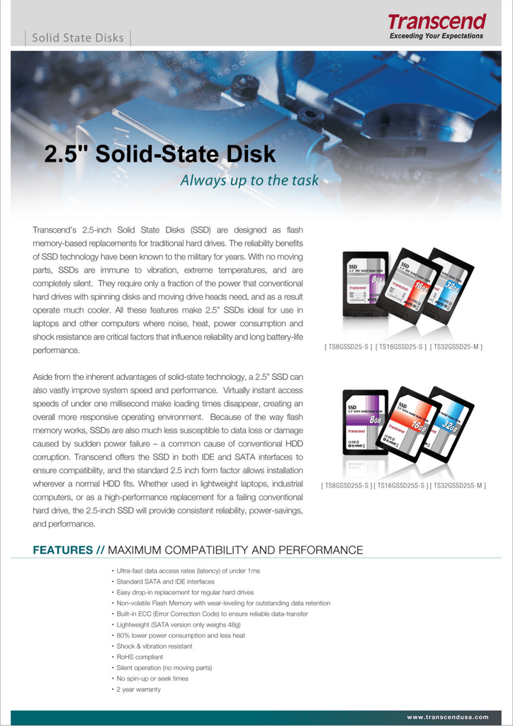 Transcend Solid State Disk 2 5 32gb Datasheet Manualzz