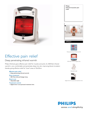 Philips Infrared muscular pain relief HP3631 Datasheet | Manualzz