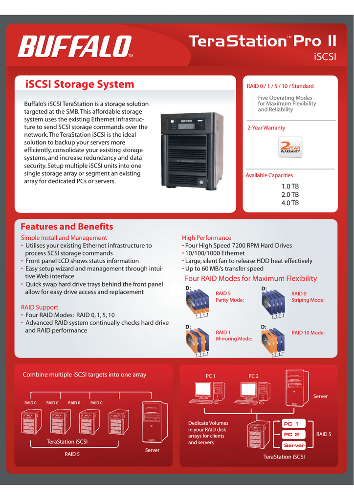 Spiller skak nationalsang Sindssyge Buffalo TeraStation Pro II iSCSI 1.0TB Datasheet | Manualzz