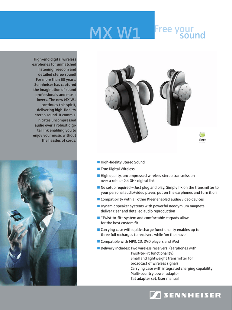 Sennheiser MX W1 Datasheet | Manualzz