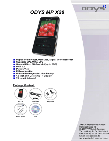 ODYS MP3 Player X28 2048 MB Datasheet | Manualzz