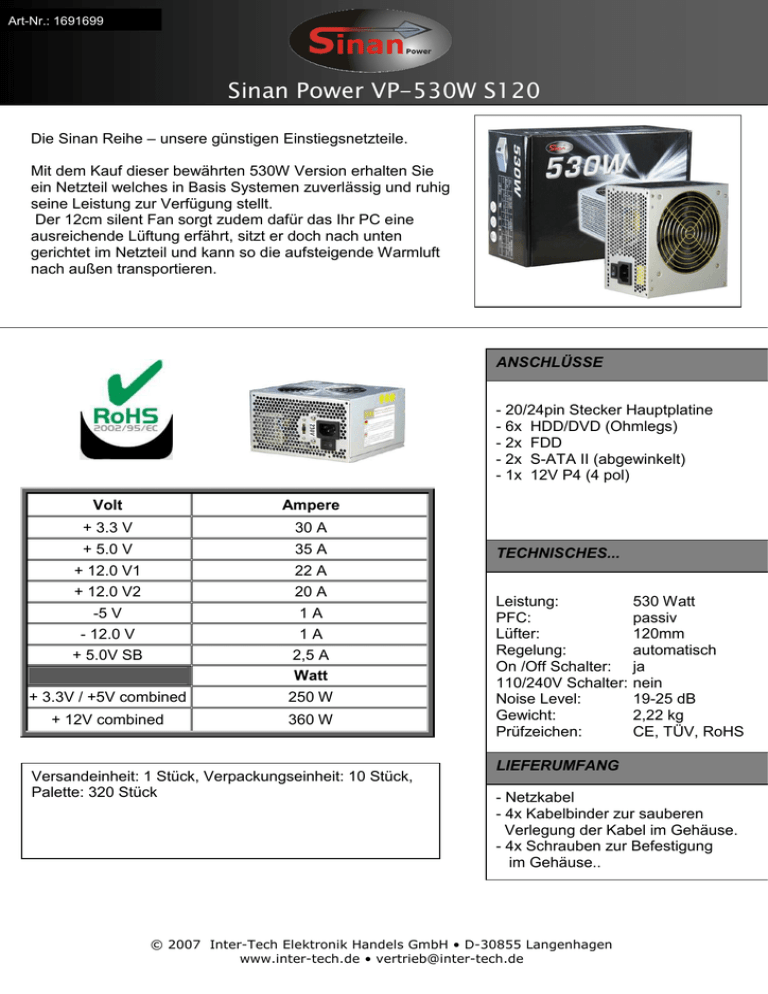 SinanPower 1691699 Datasheet Manualzz