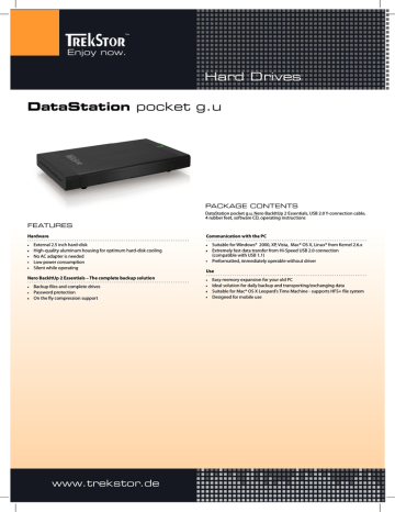 Trekstor DataStation pocket g.u 250GB Datasheet | Manualzz