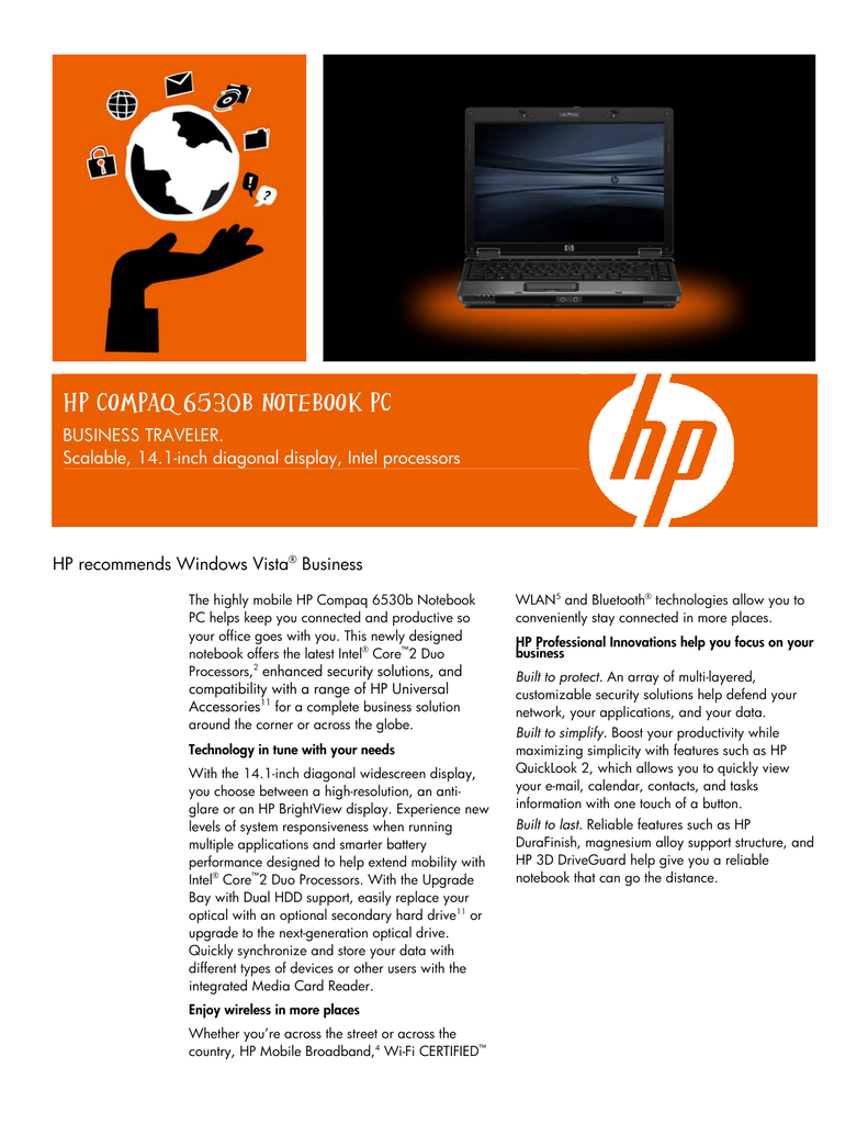 Hp Fg997aw 6530b Notebook Pc Nq279aw Datasheet Manualzz