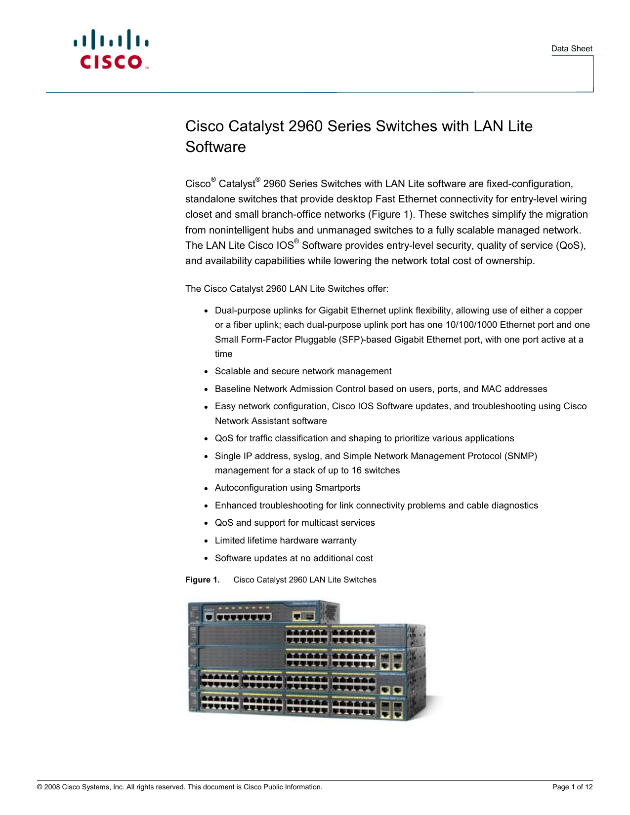 Cisco Ws C2960 8tc S Ws C2960 48tt S Datasheet Manualzz