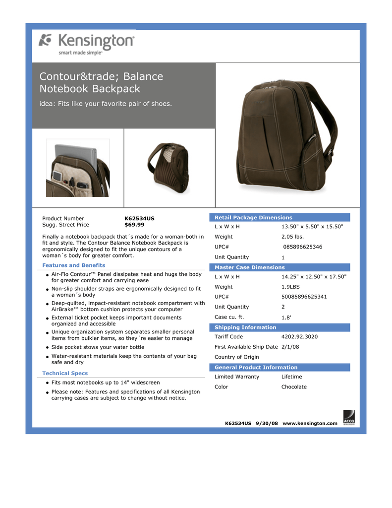 kensington contour backpack