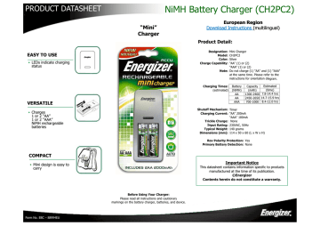 Energizer Mini Datasheet | Manualzz