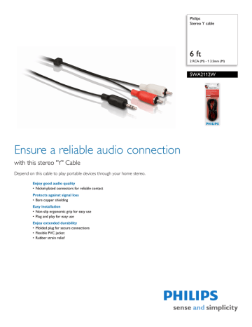 Philips SWA2112W 6 ft 2 RCA (M) - 1 3.5mm (M) Stereo Y cable null | Manualzz