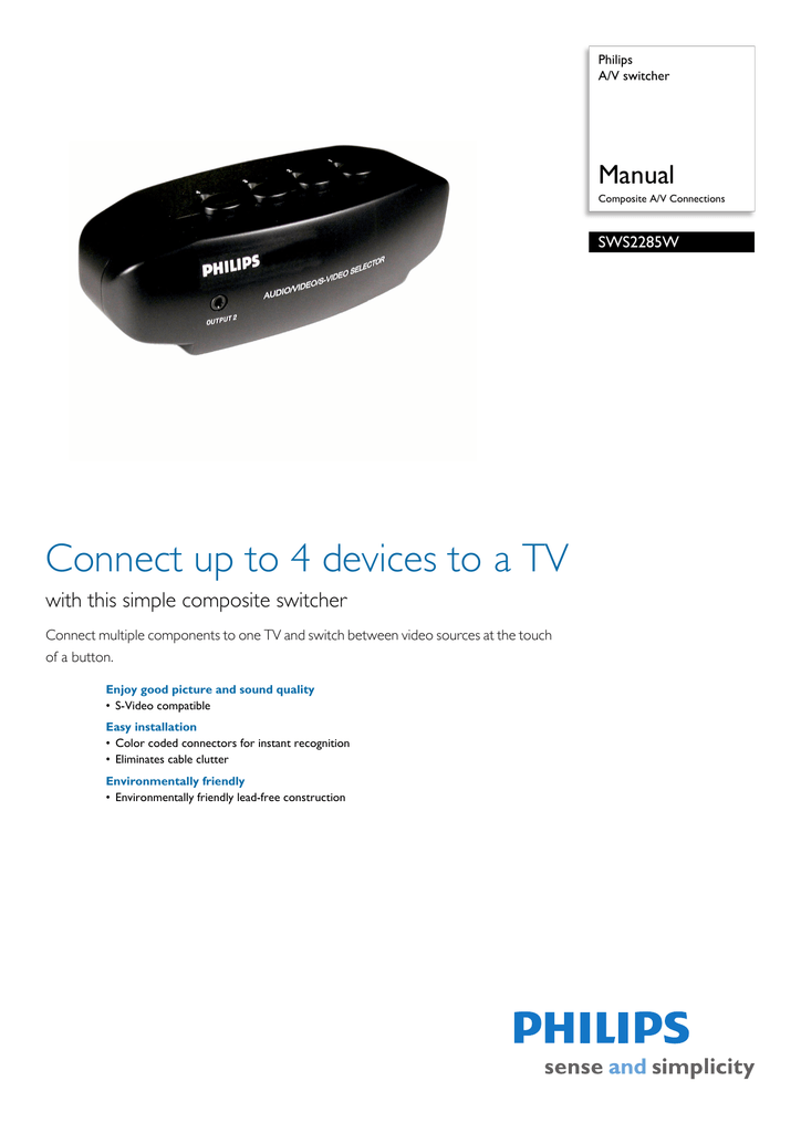 video//audio switch Philips Manual A//V Switcher SWS2283W