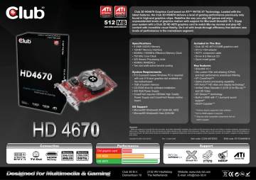 CLUB3D HD 4670 512MB GDDR3 Datasheet | Manualzz