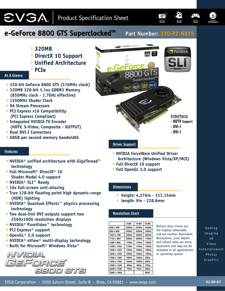 e-geforce 8800 gts driver