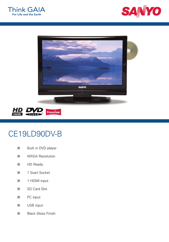 Sanyo CE19LD90DV-B LCD TV Specification 