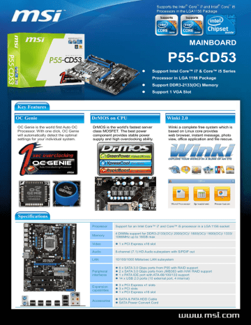 MSI P55-CD53 motherboard Datasheet | Manualzz