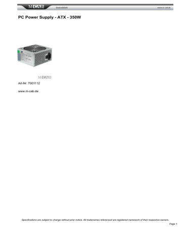 M-Cab PC Power Supply, 350W Datasheet | Manualzz