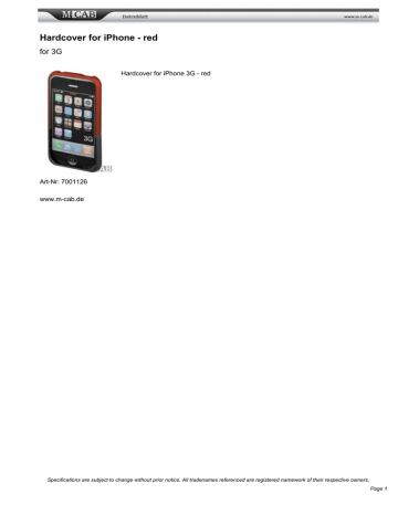 M-Cab Hardcover f/ iPhone Datasheet | Manualzz