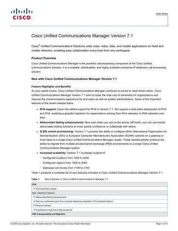 Cisco CM7.1-U-K9-7816= Datasheet | Manualzz