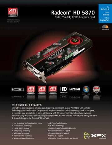 XFX Radeon 5870 1024 MB 1GB Datasheet | Manualzz