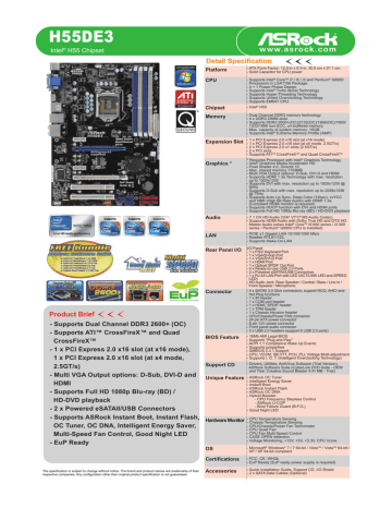 Asrock h55de3 какой процессор можно поставить