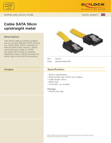 DeLOCK 0.5m SATA Cable Datasheet | Manualzz