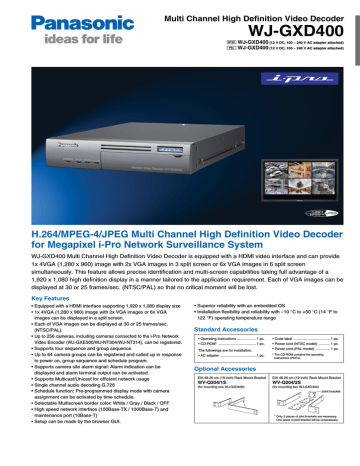 Panasonic WJ-GXD400 decoder Datasheet | Manualzz