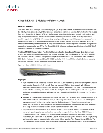 Cisco MDS 9148 Datasheet | Manualzz