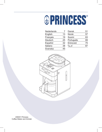 Princess 249401 coffee maker Datasheet | Manualzz