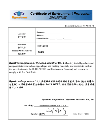 Dynatron A64g Datasheet Manualzz