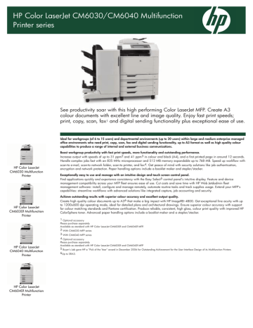 HP LaserJet CM6030 Datasheet | Manualzz