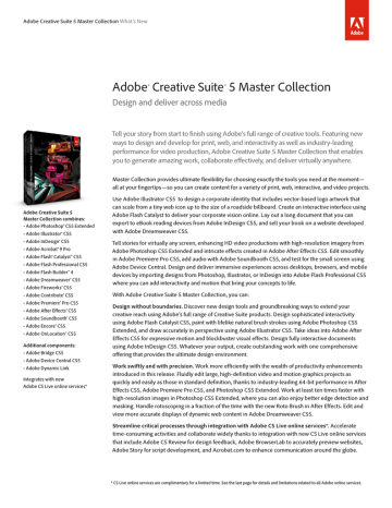Adobe Creative Suite Master Collection, MP, EN Datasheet | Manualzz