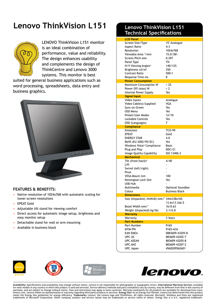 lenovo thinkvision l151