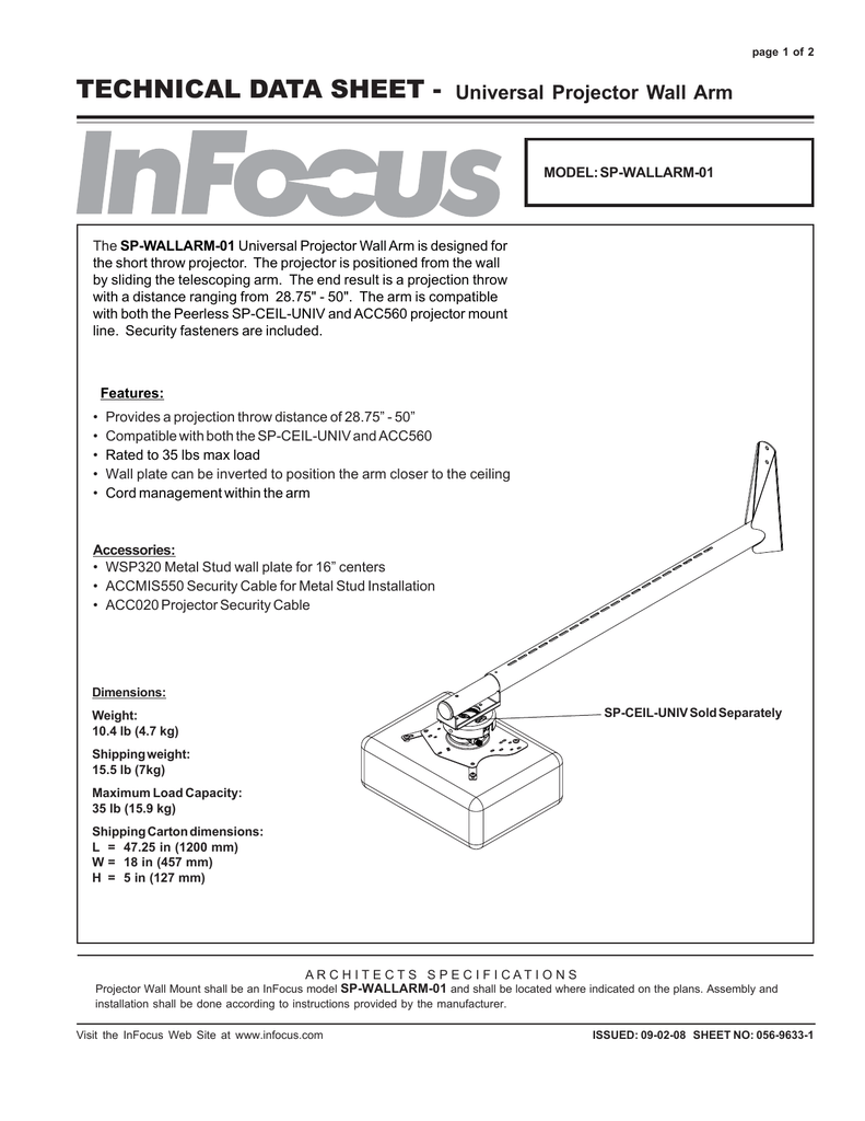 Infocus Sp Wallarm 01 Project Mount Manualzz Com