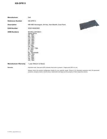 Origin Storage KB-DPR13 Datasheet | Manualzz