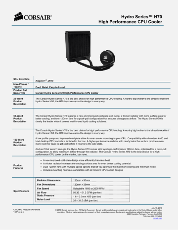 corsair h50 vs h60 vs h70