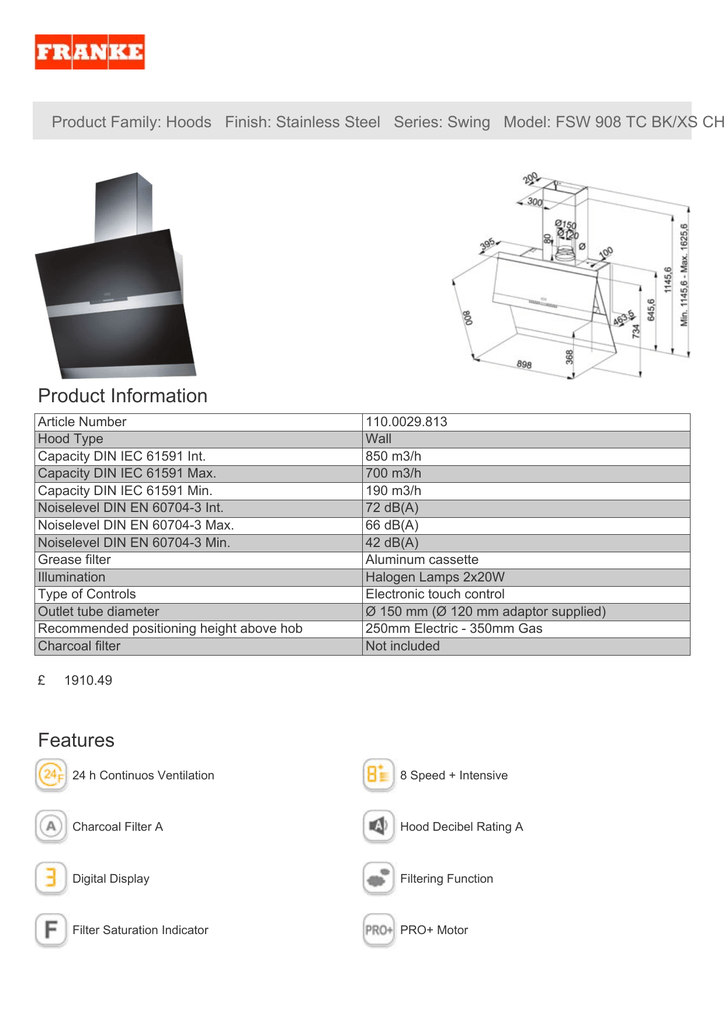 Franke Fsw 908 Tc Bk Xs Ch Datasheet Manualzz
